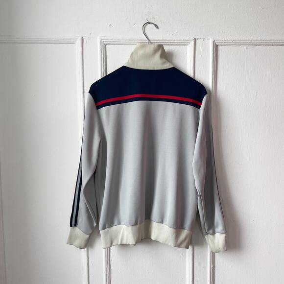 Vintage 80s Adidas Trefoil Logo Zip Front Track Jacket Large Made in Taiwan - Picture 3 of 9